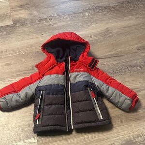London Fog Red and Gray Puffer Jacket